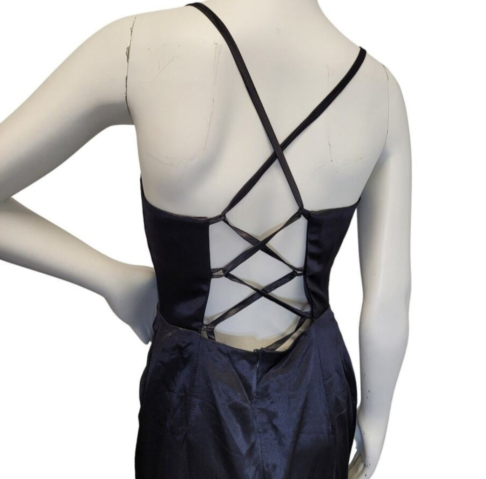 Black Strappy Halo Dress Scoop Neckline with Corset Back