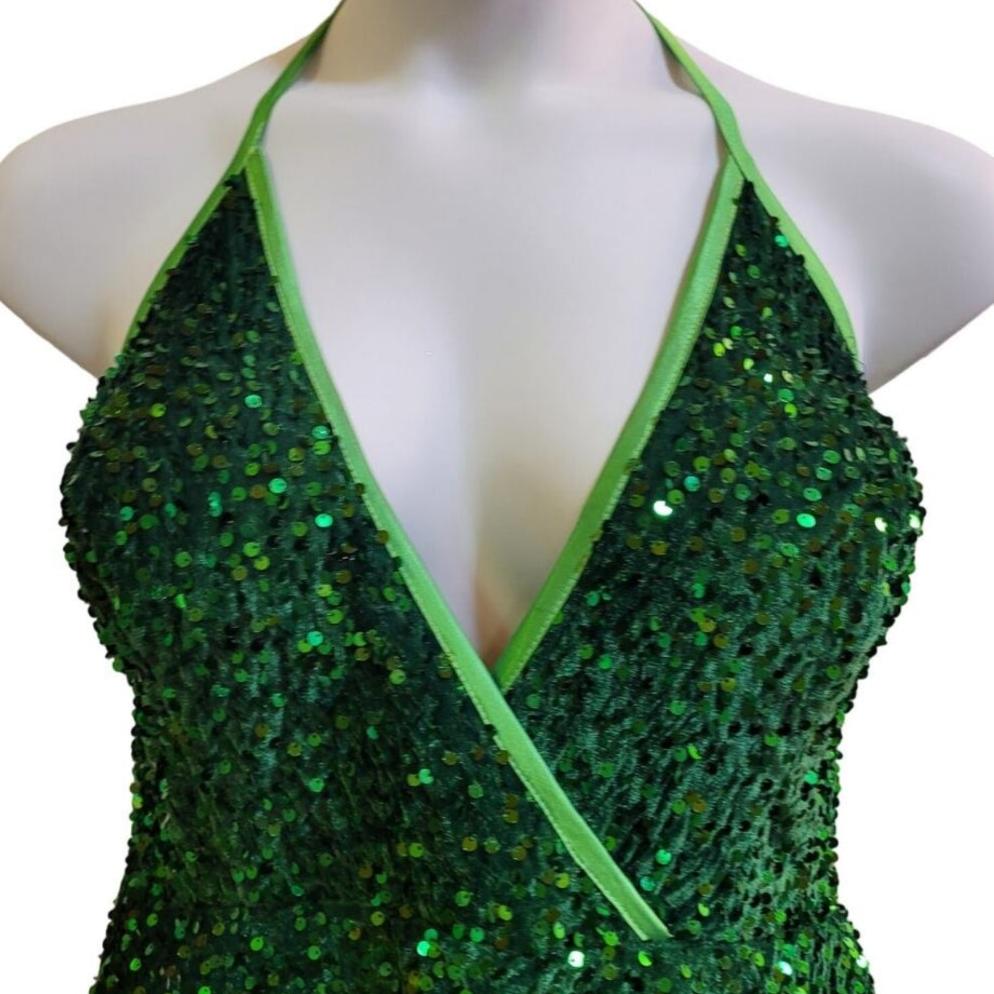 Women's Shamrock Green V Neck Halter Short Dress