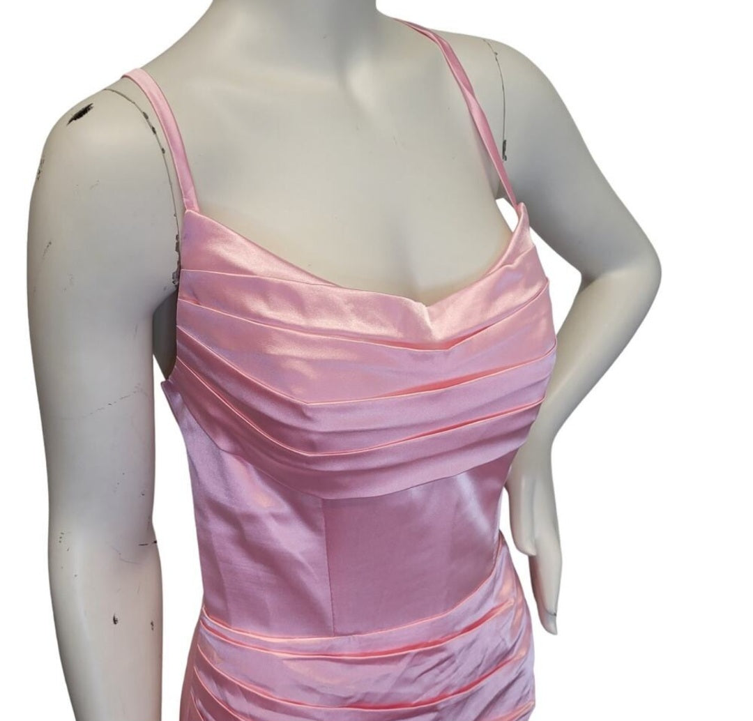 Bubblegum Pink Strappy Halo Dress Scoop Neckline with Corset Back