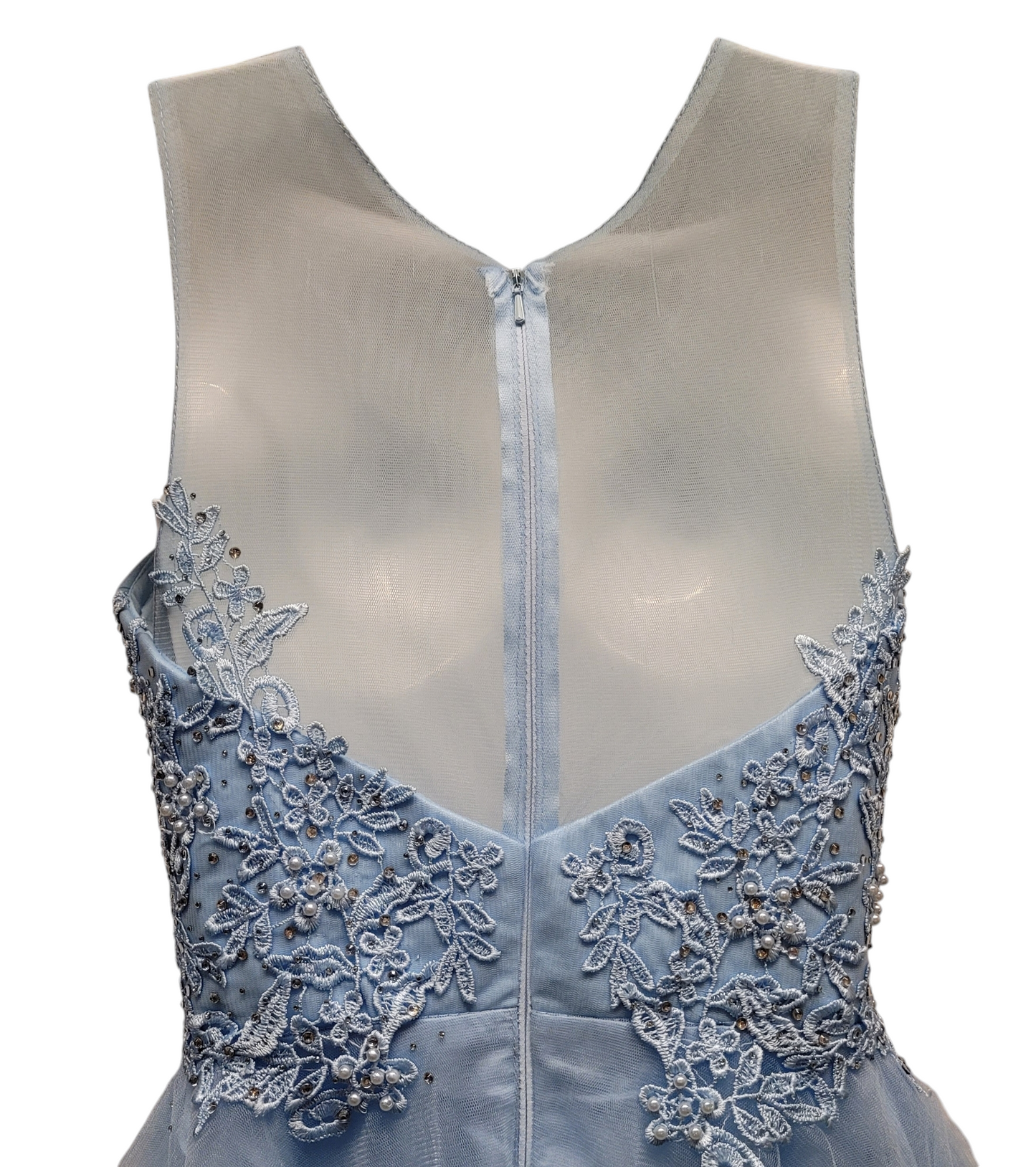 Women's Icy Blue Short Mesh Sweetheart Dress