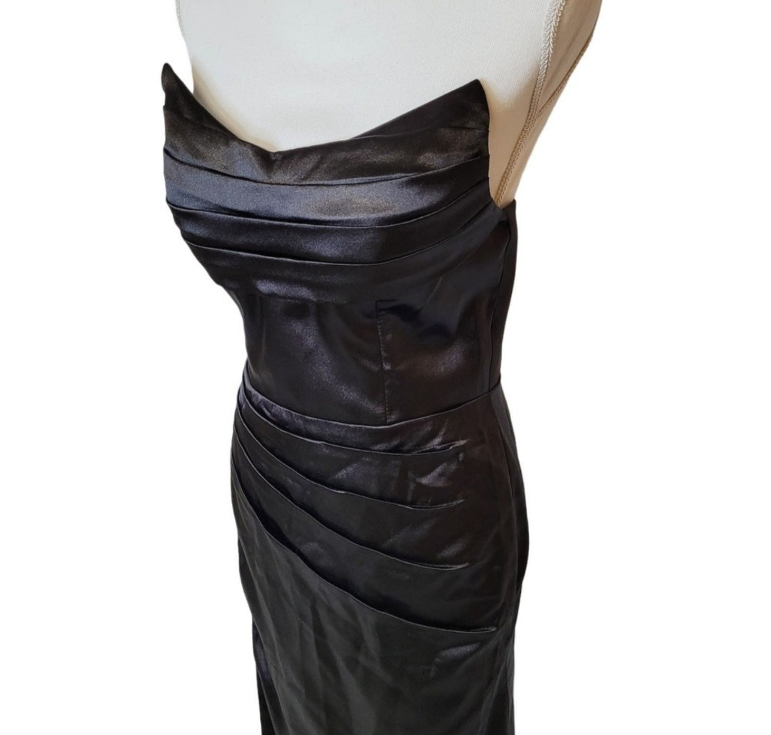 Black Strapless Halo Dress with Structured Bodice and Cat Ear Bust
