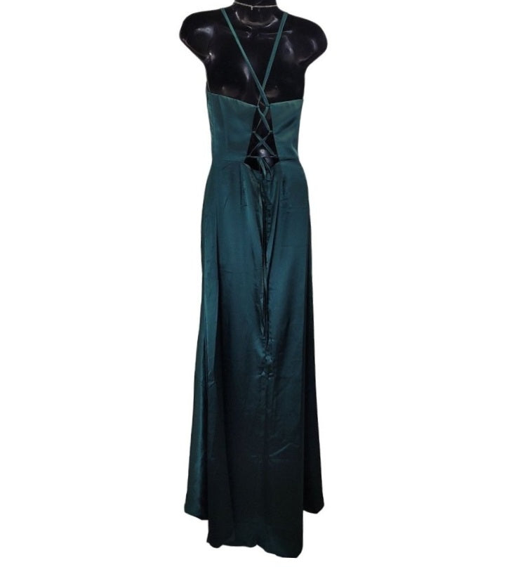 Evergreen Strappy Halo Dress Sweetheart Neckline with Corset Back