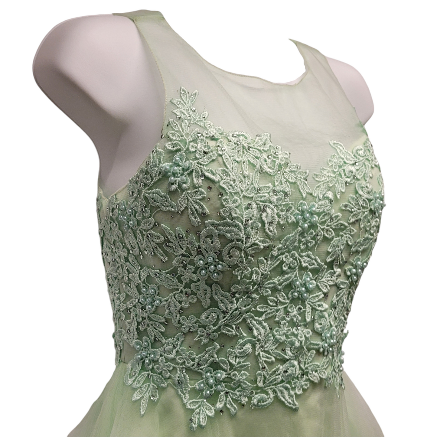 Women's Mint Green Short Mesh Sweetheart Dress
