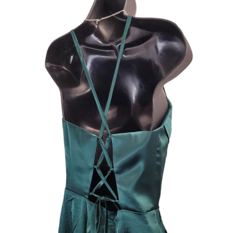 Evergreen Strappy Halo Dress Sweetheart Neckline with Corset Back