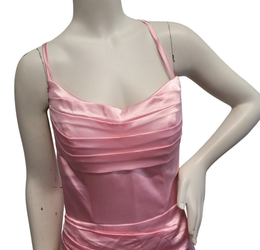 Bubblegum Pink Strappy Halo Dress Scoop Neckline with Corset Back