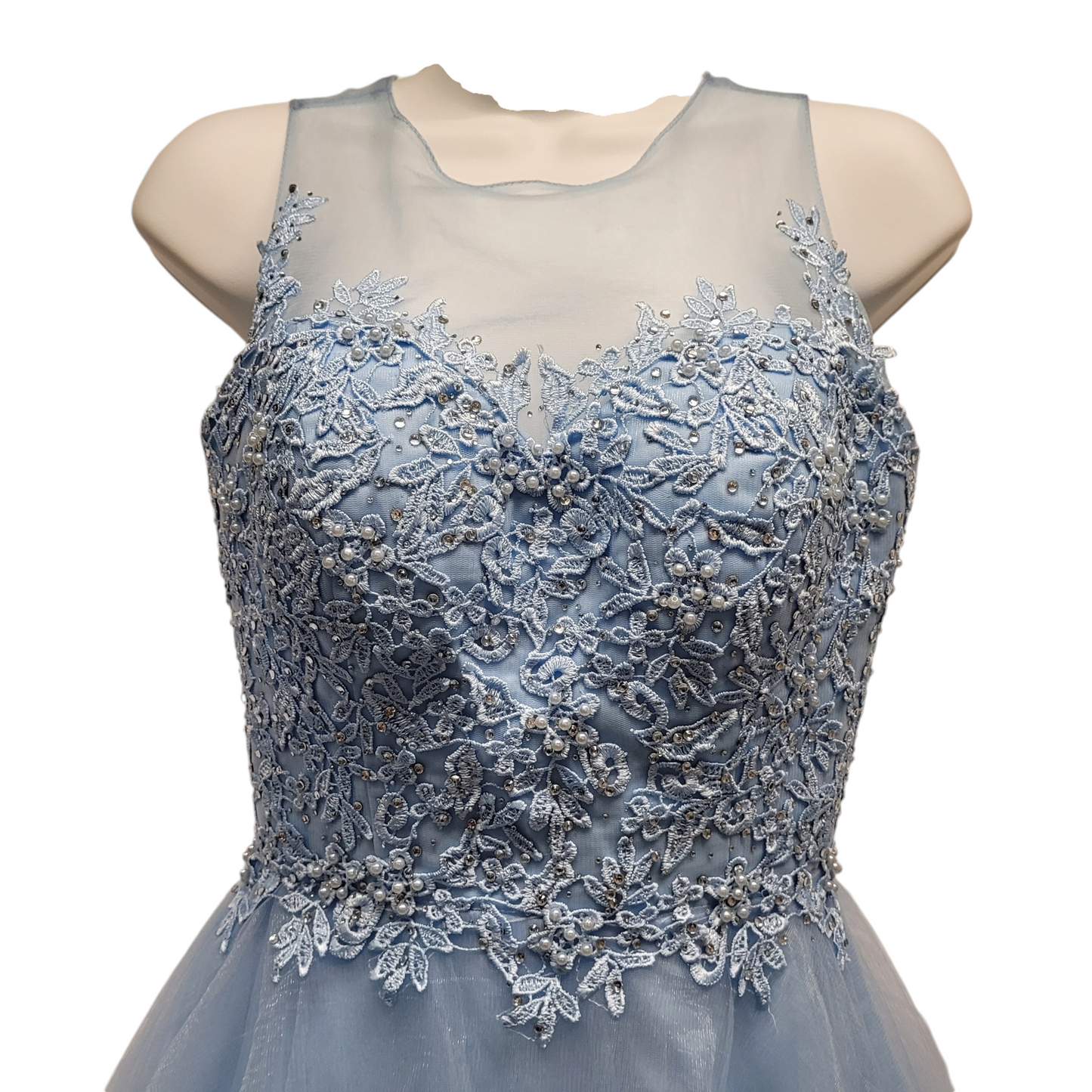 Women's Icy Blue Short Mesh Sweetheart Dress