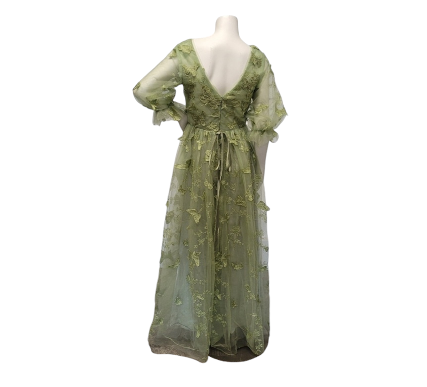 3/4 Sleeved V Neck Butterfly Dress