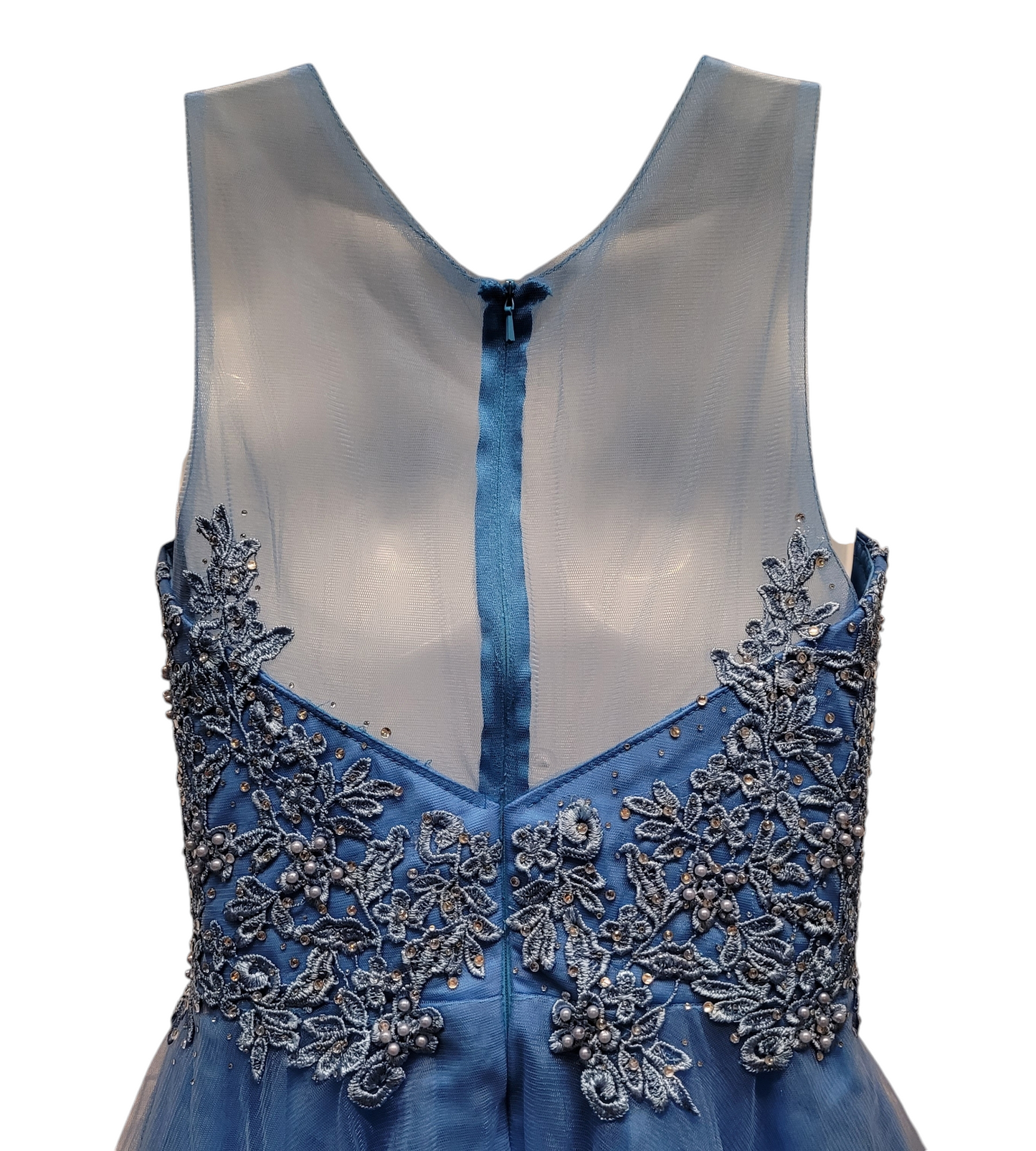 Women's Peacock Blue Short Mesh Top Sweetheart Dress