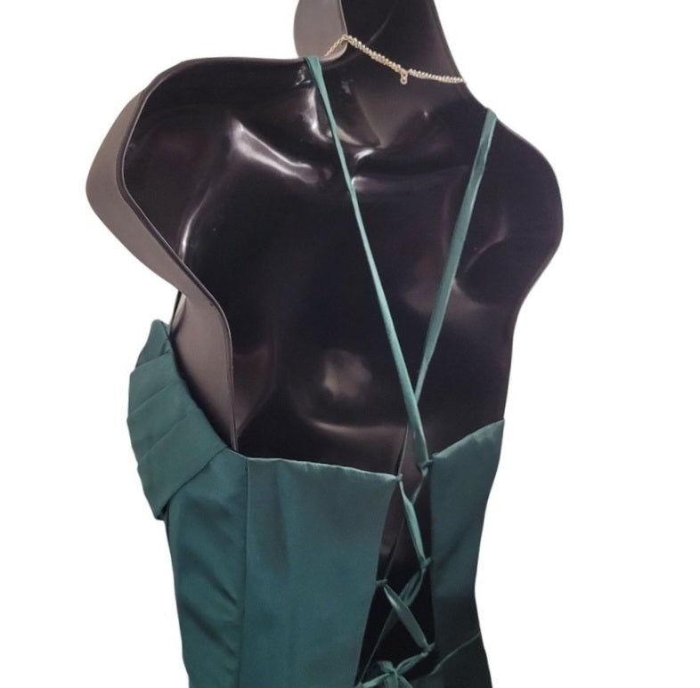 Evergreen Strappy Halo Dress Sweetheart Neckline with Corset Back