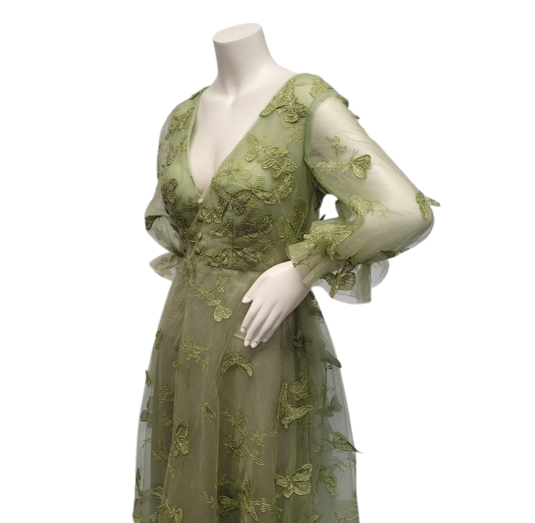 3/4 Sleeved V Neck Butterfly Dress