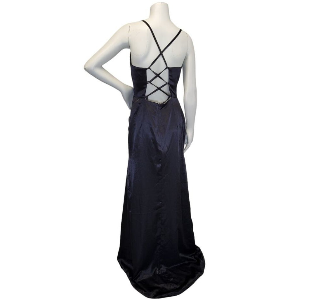 Black Strappy Halo Dress Scoop Neckline with Corset Back
