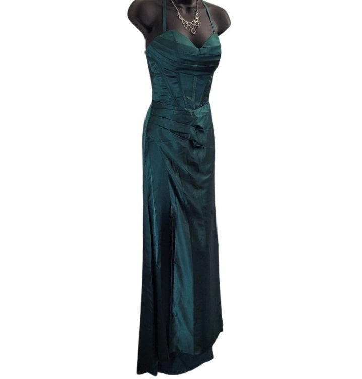 Evergreen Strappy Halo Dress Sweetheart Neckline with Corset Back