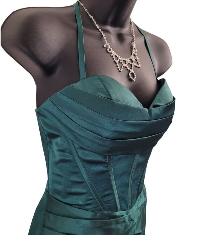 Evergreen Strappy Halo Dress Sweetheart Neckline with Corset Back