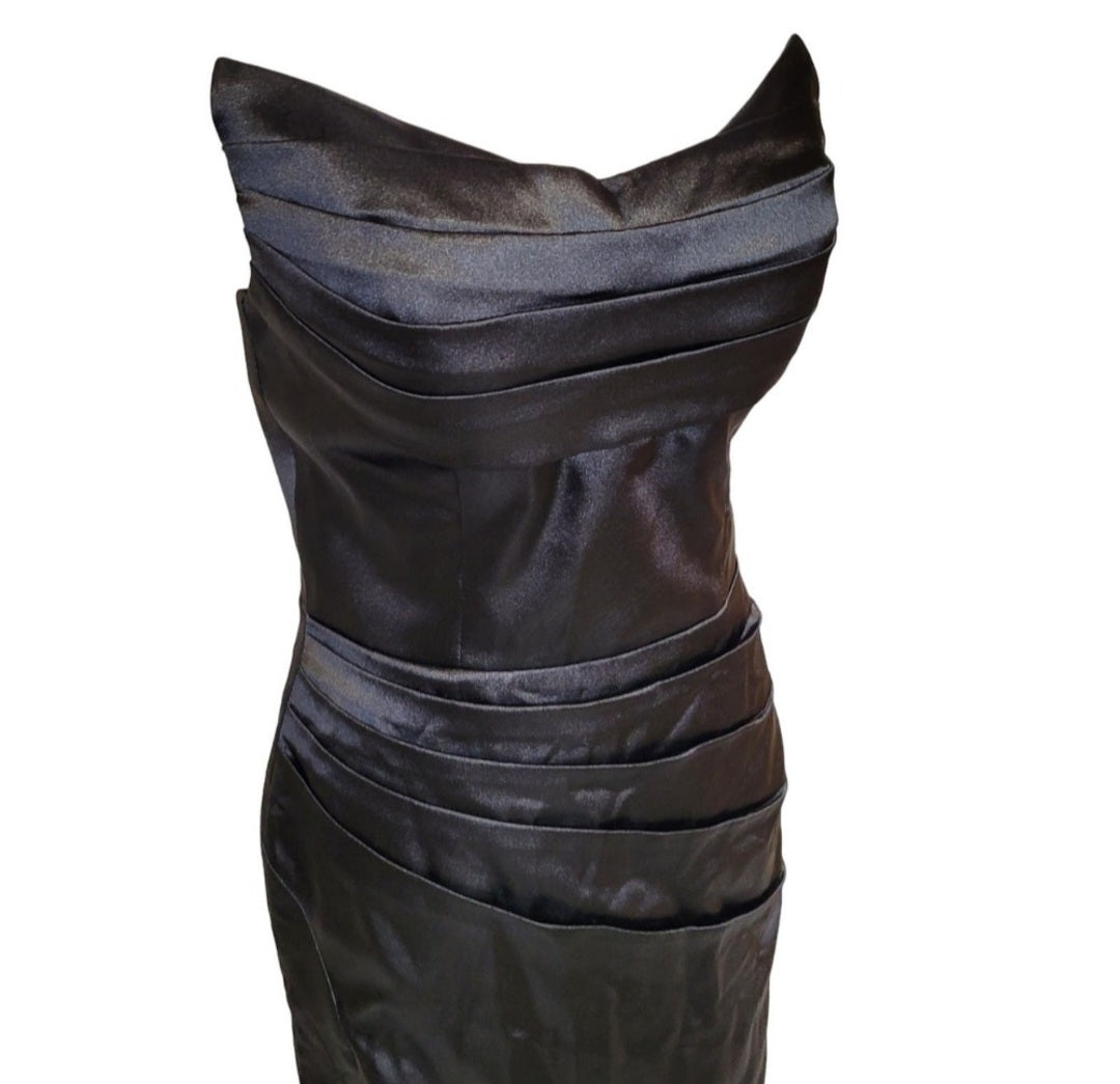 Black Strapless Halo Dress with Structured Bodice and Cat Ear Bust