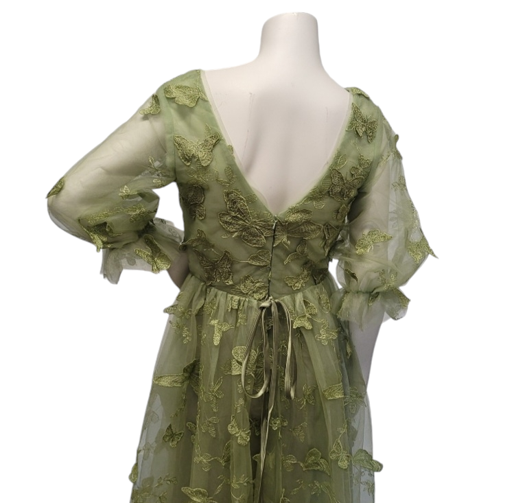 3/4 Sleeved V Neck Butterfly Dress