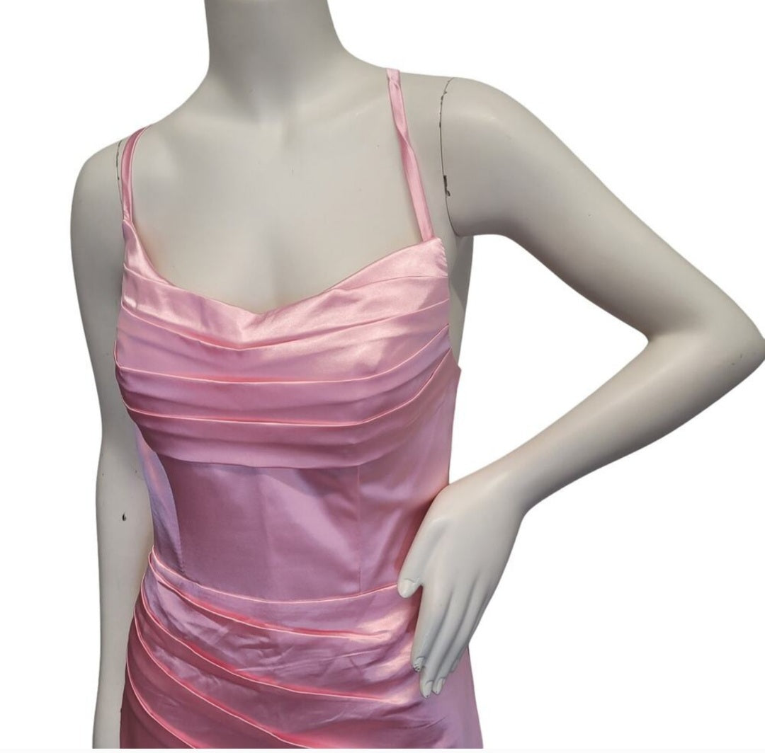 Bubblegum Pink Strappy Halo Dress Scoop Neckline with Corset Back