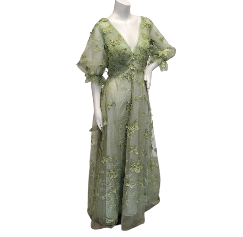 3/4 Sleeved V Neck Butterfly Dress