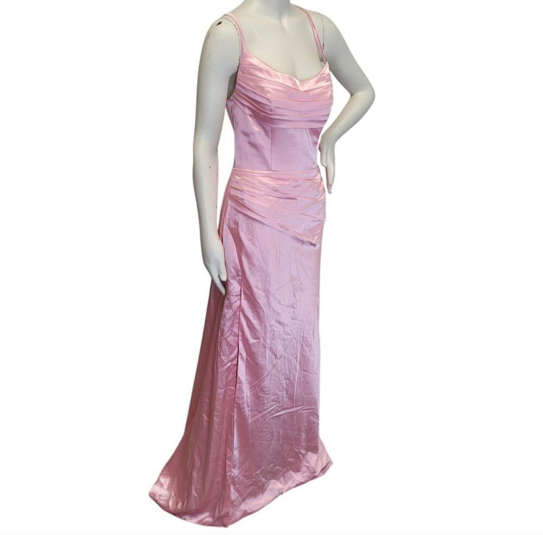 Bubblegum Pink Strappy Halo Dress Scoop Neckline with Corset Back