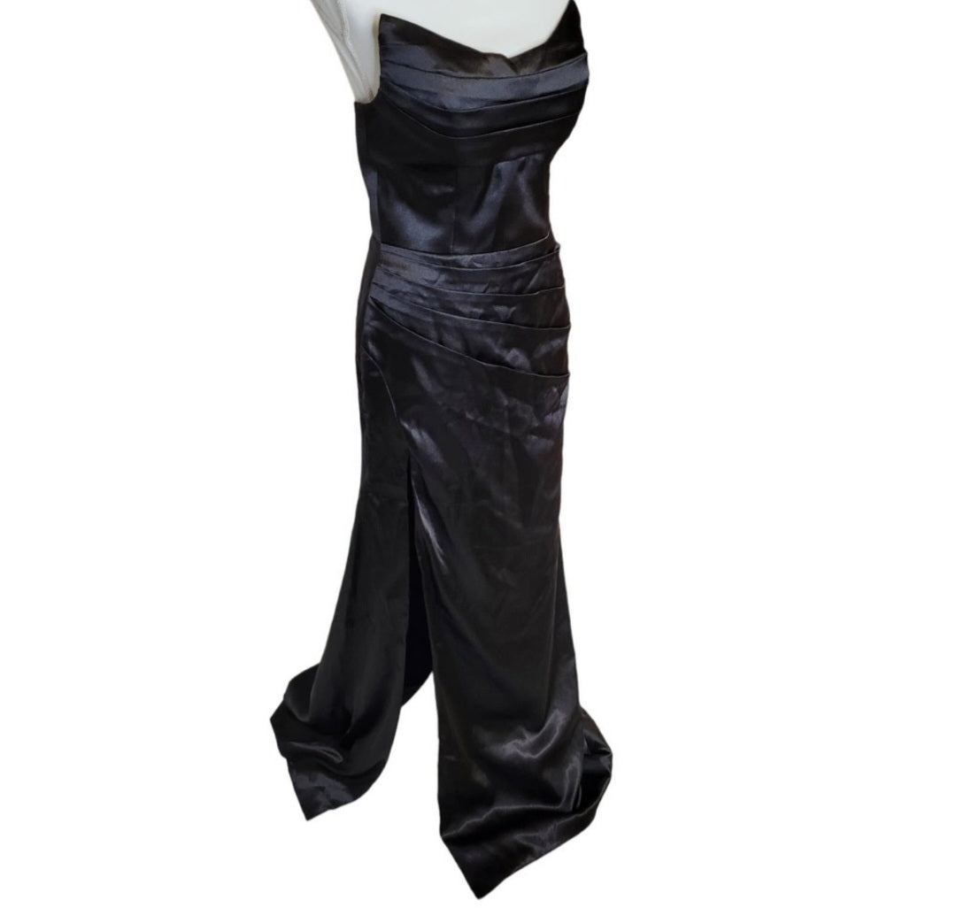 Black Strapless Halo Dress with Structured Bodice and Cat Ear Bust