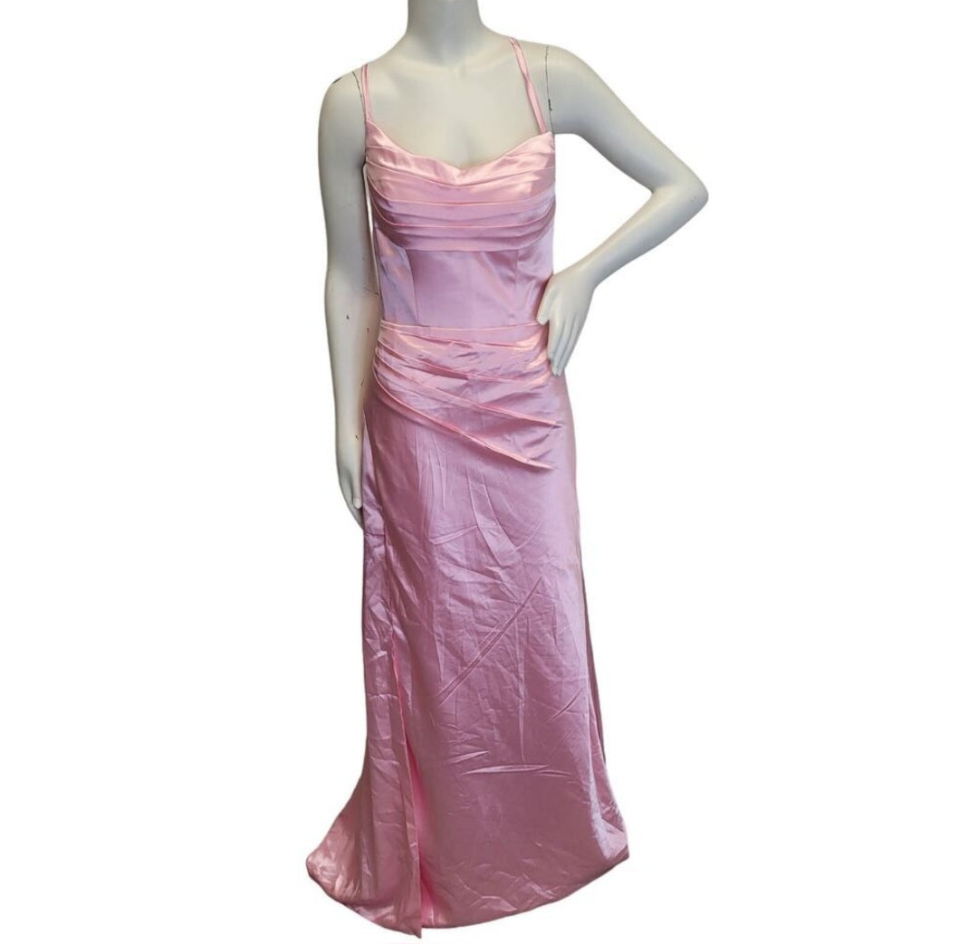 Bubblegum Pink Strappy Halo Dress Scoop Neckline with Corset Back