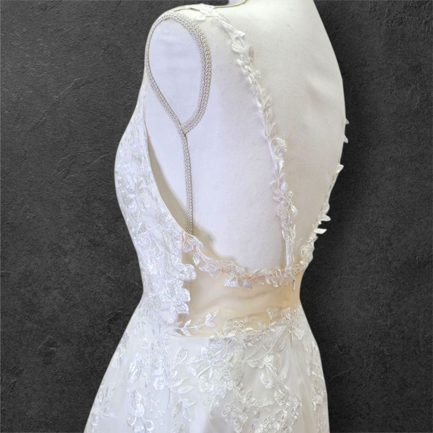 A Line Wedding Dress with Train and Long Straps with Low Back