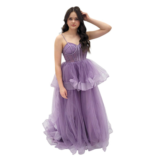 Lavender Tulle Ballgown with Corset Bodice and Sweetheart Neckline