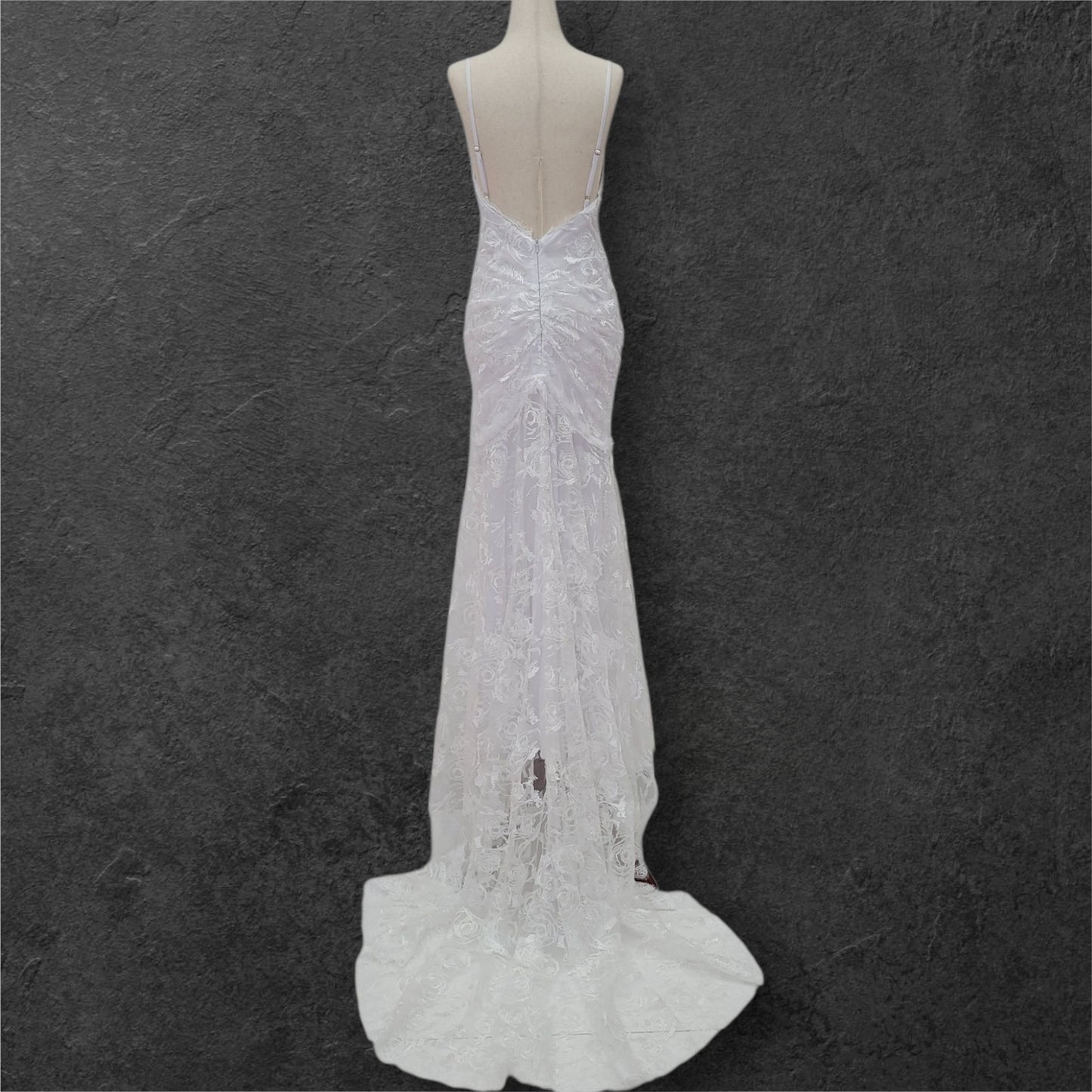 Beautiful Destination Wedding Dress with Rose Design and Low Back