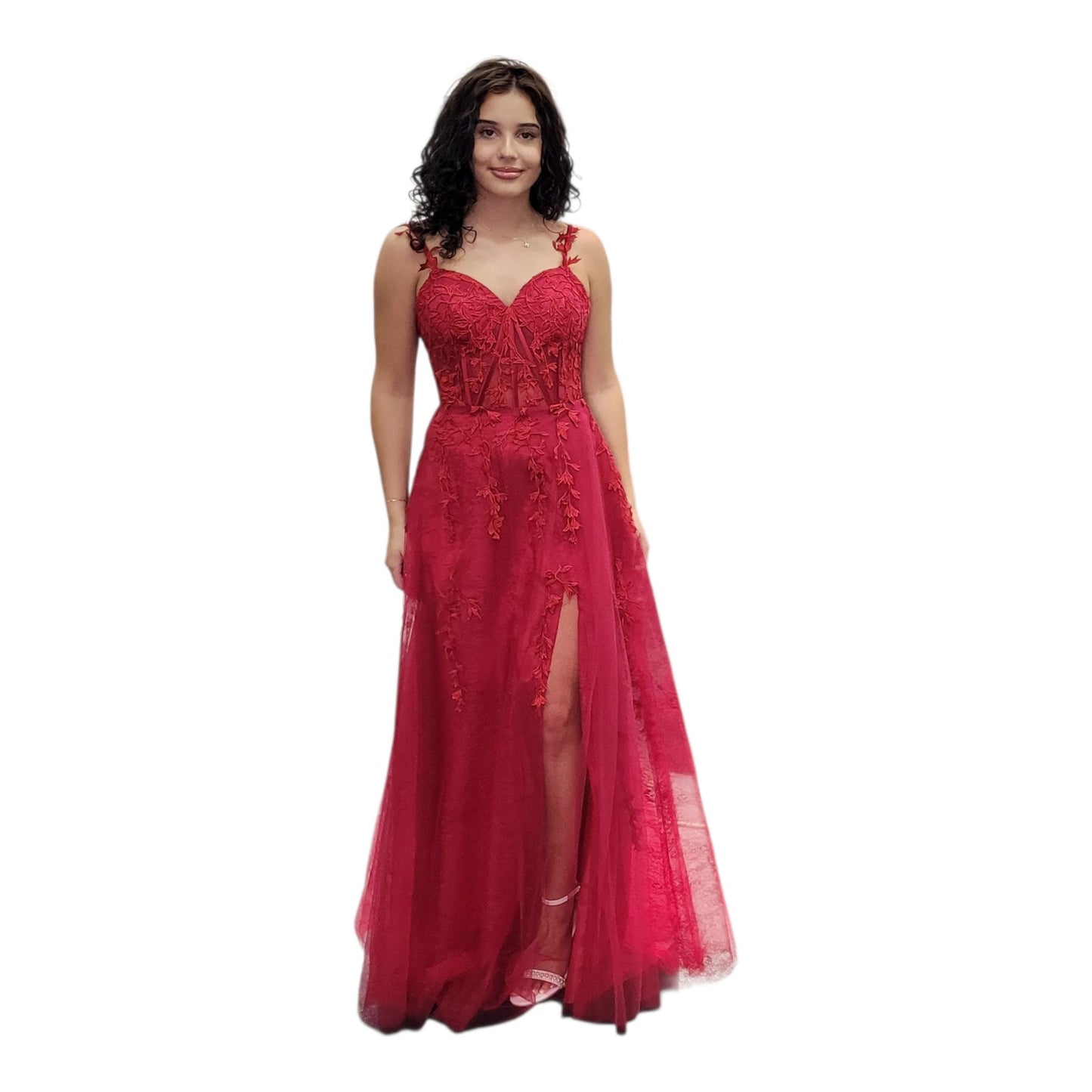 Red Vine Dress with Sweetheart Neckline and Classic A Line