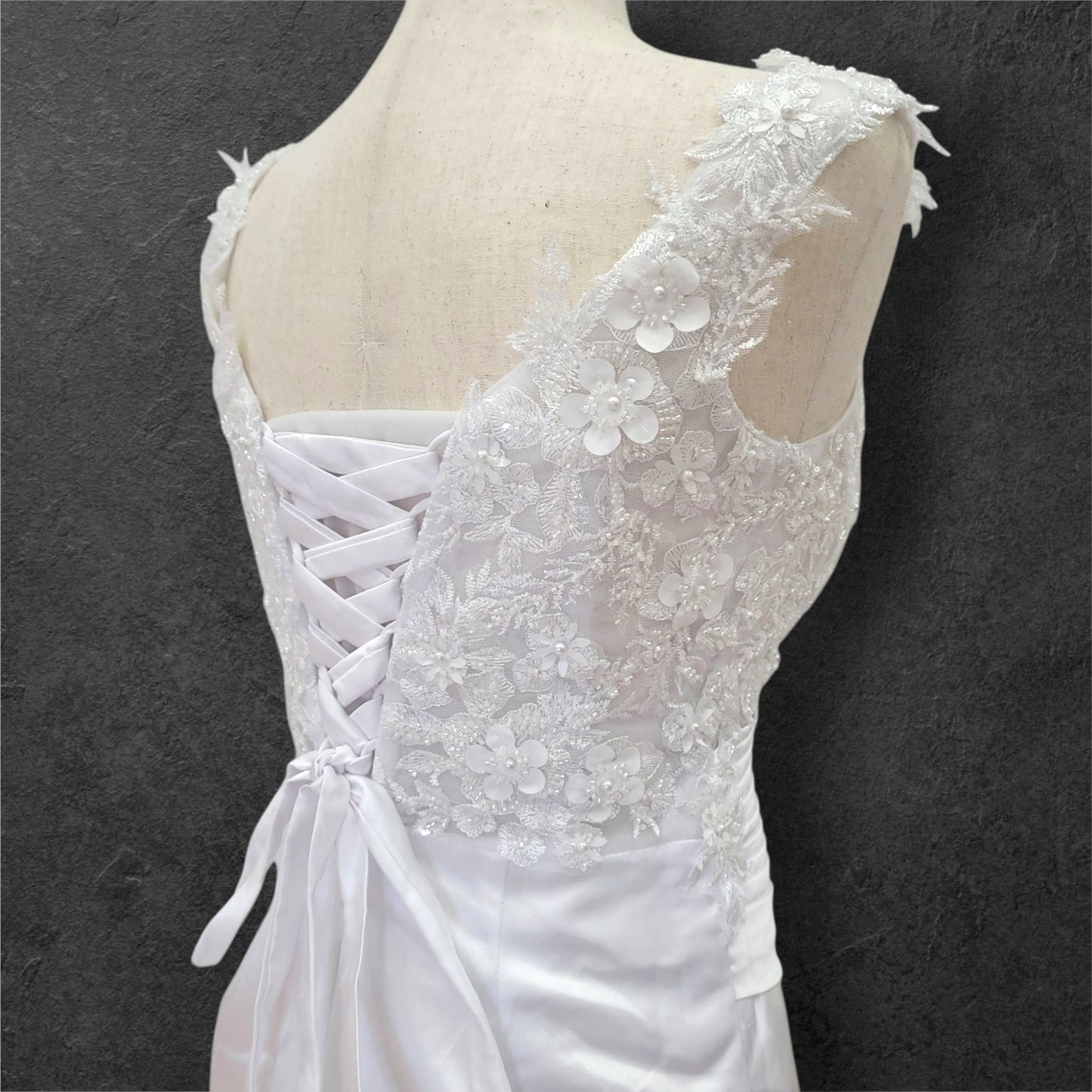 Satin Wedding Dress with Detailed Bust and Detachable Skirt