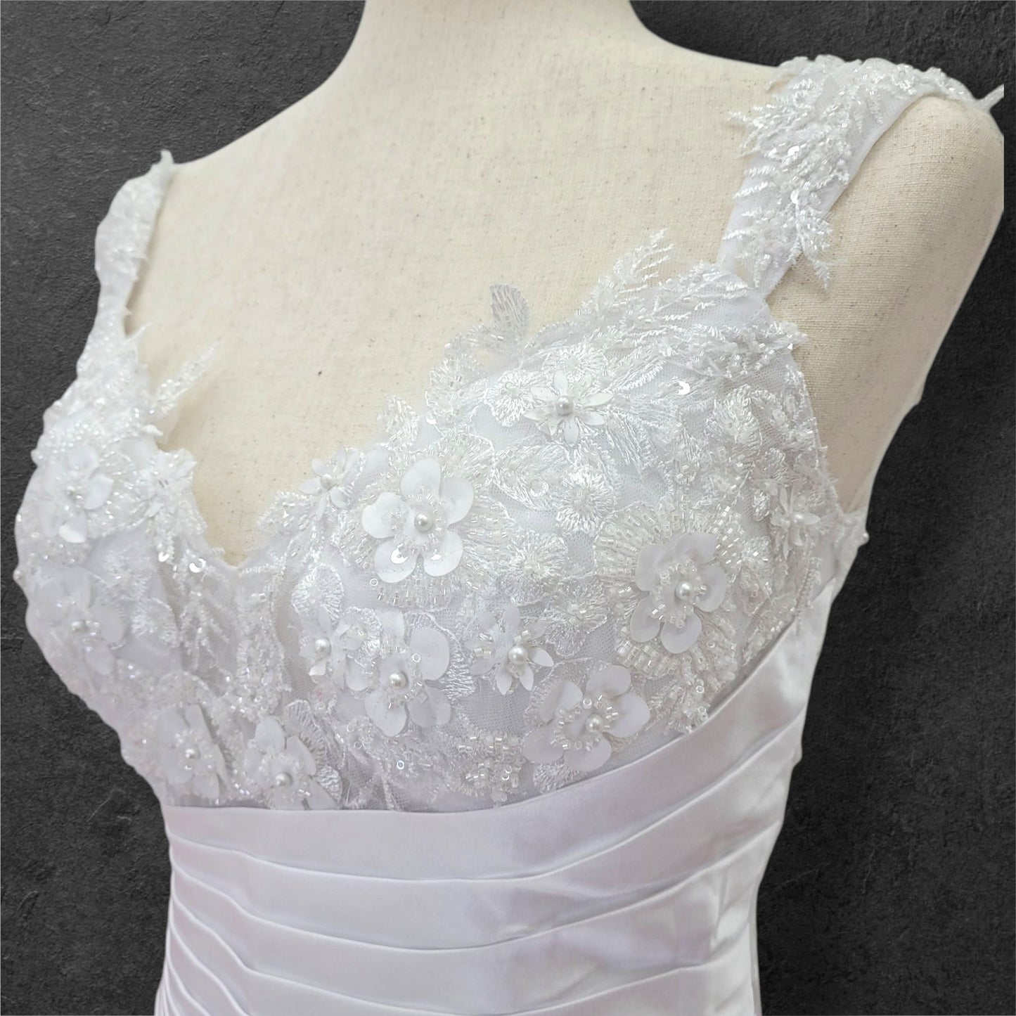 Satin Wedding Dress with Detailed Bust and Detachable Skirt