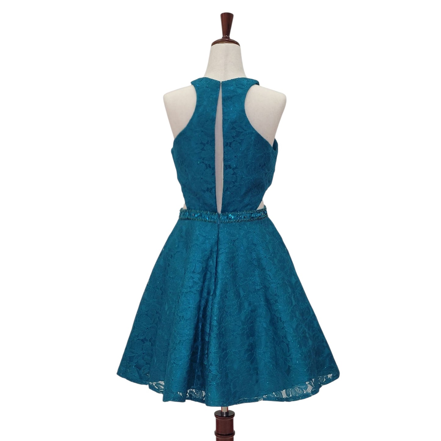 Fun Cutout Short Cocktail Dress in Teal