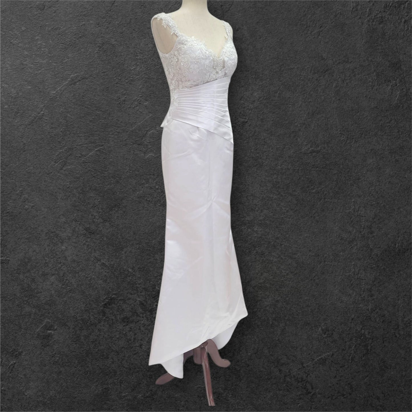 Satin Wedding Dress with Detailed Bust and Detachable Skirt