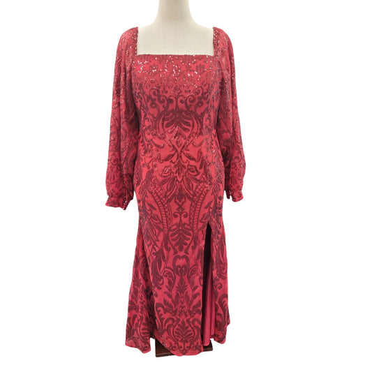 Long Sleeved Patterned Sequin Gown