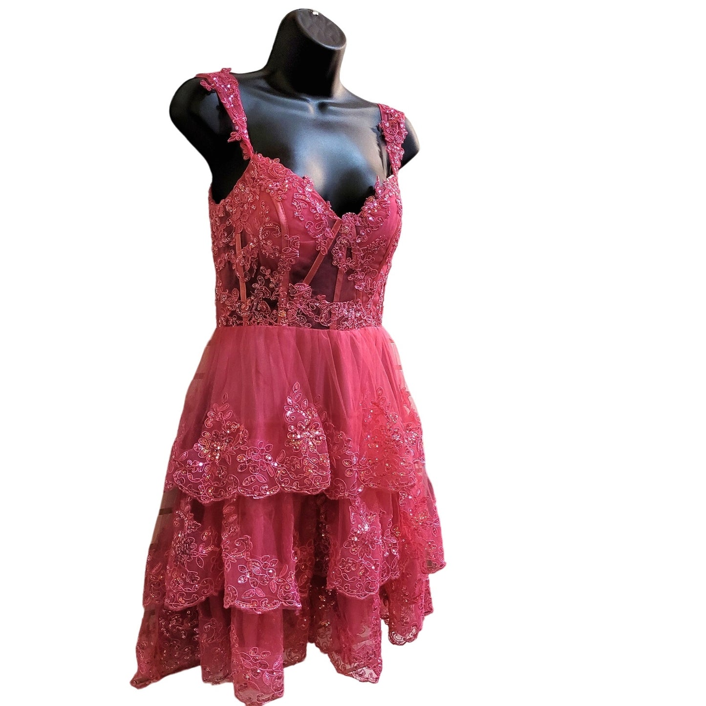 Women's Short Layered Sequin Dress