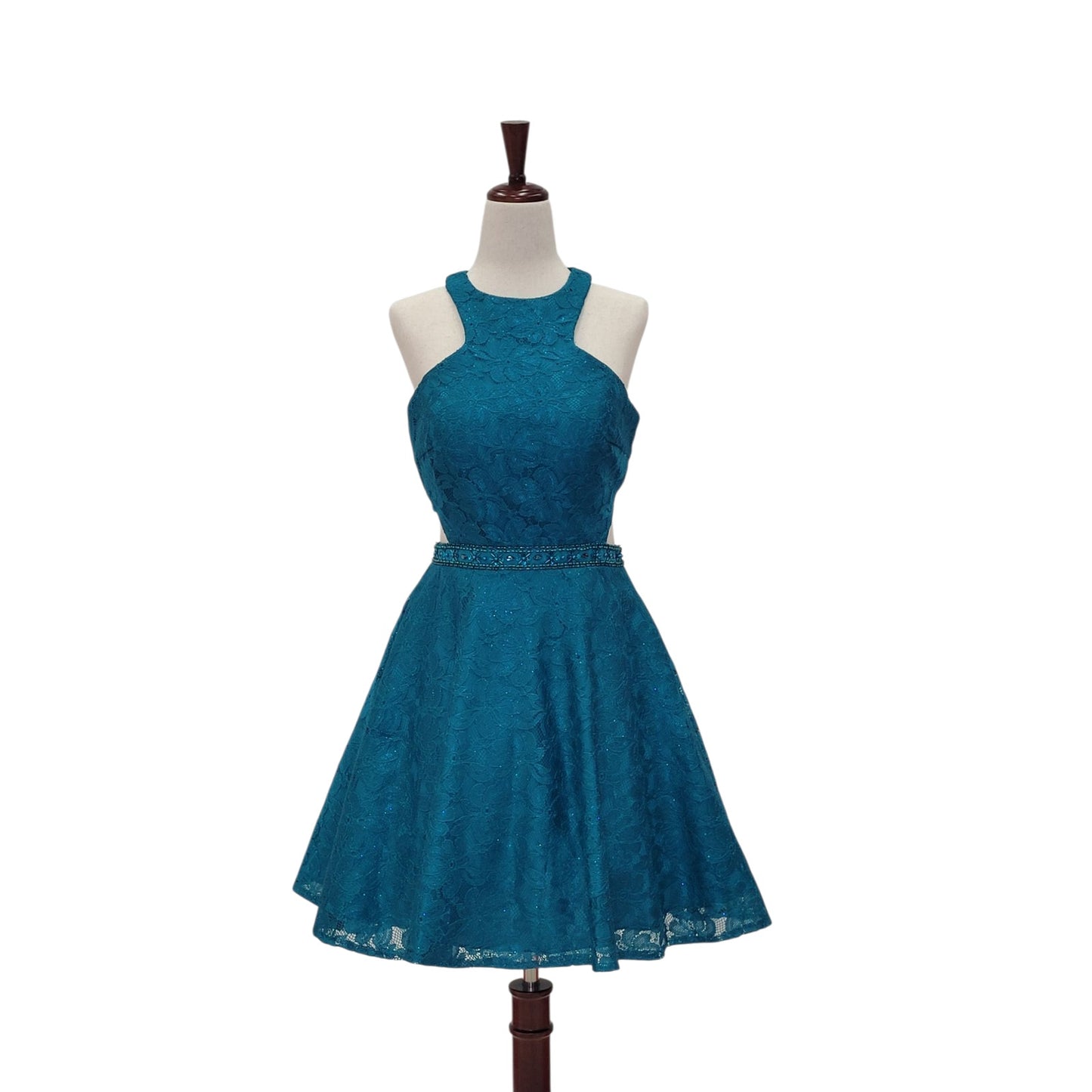 Fun Cutout Short Cocktail Dress in Teal