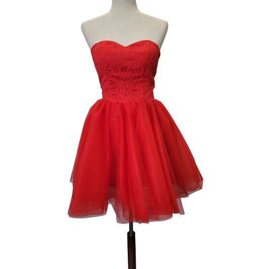 NWT Strapless Bright Red Sweetheart Neckline Short Cocktail Dress Corset Back