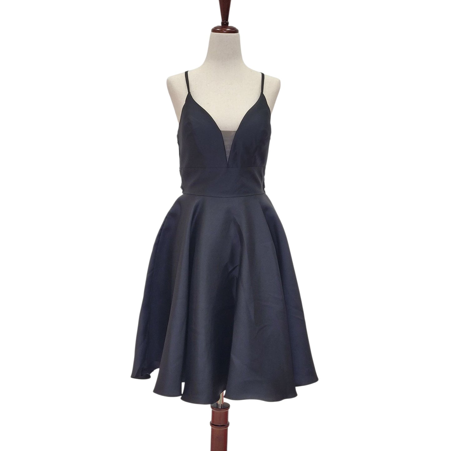 Black Cocktail Dress with Lace Back and Cutout