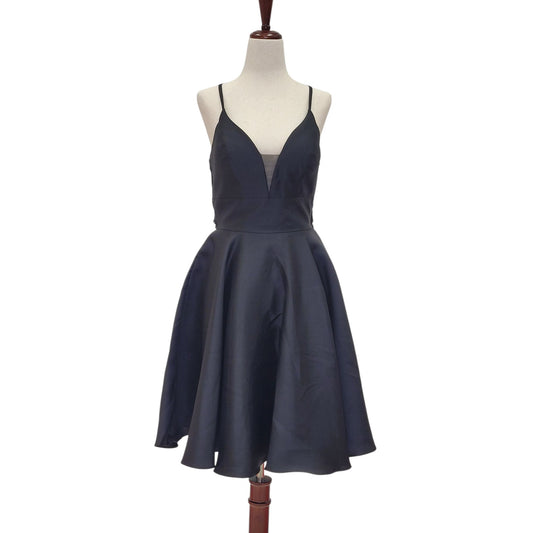 Black Cocktail Dress with Lace Back and Cutout