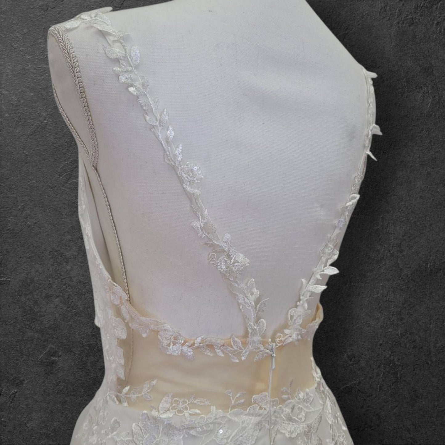A Line Wedding Dress with Train and Long Straps with Low Back