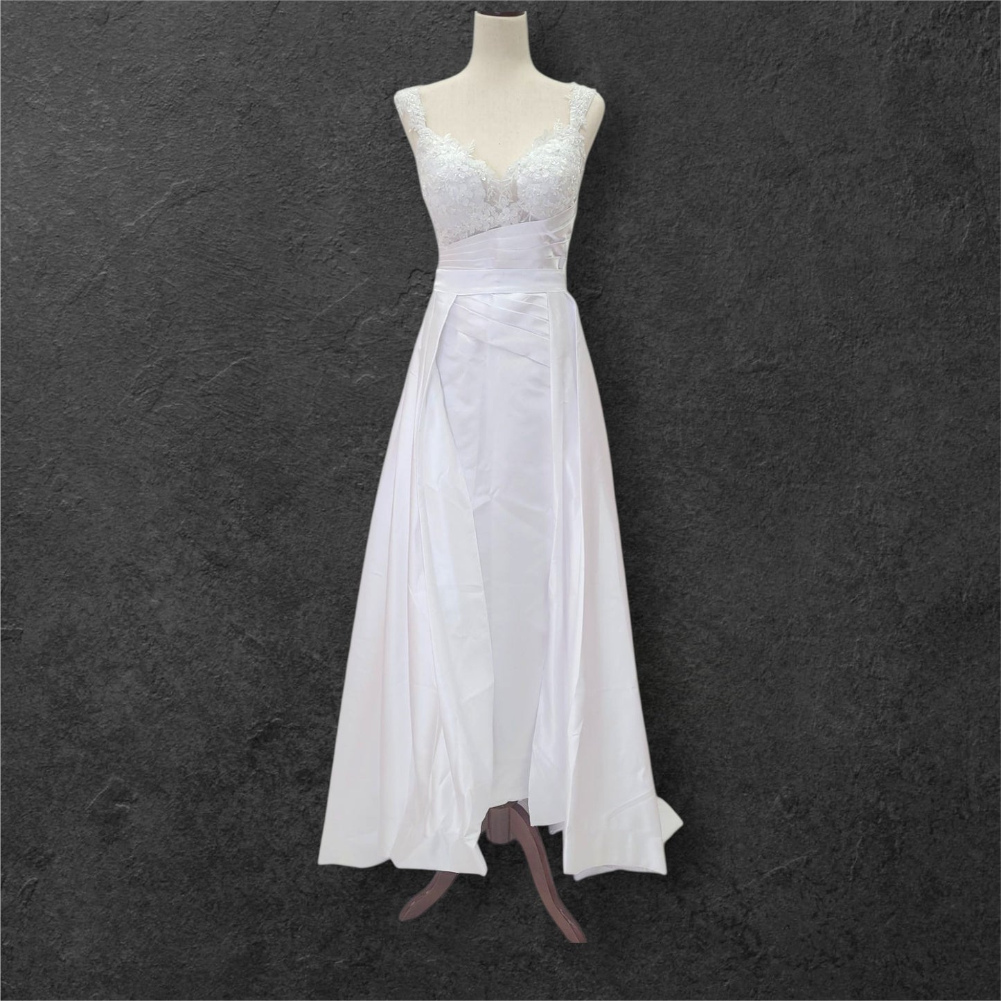 Satin Wedding Dress with Detailed Bust and Detachable Skirt