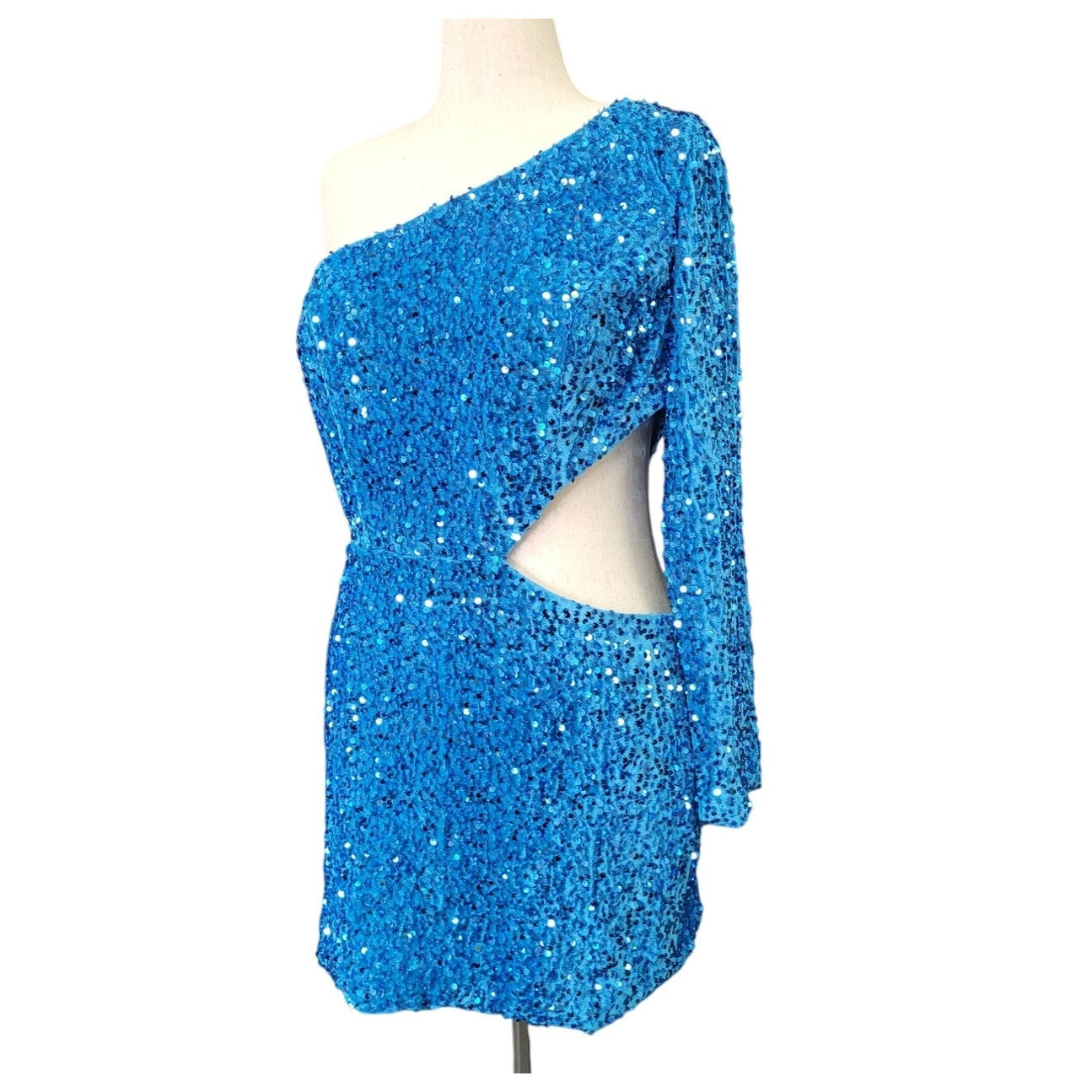 Women's Short Cocktail Dress Size Cutout One Long Sleeve