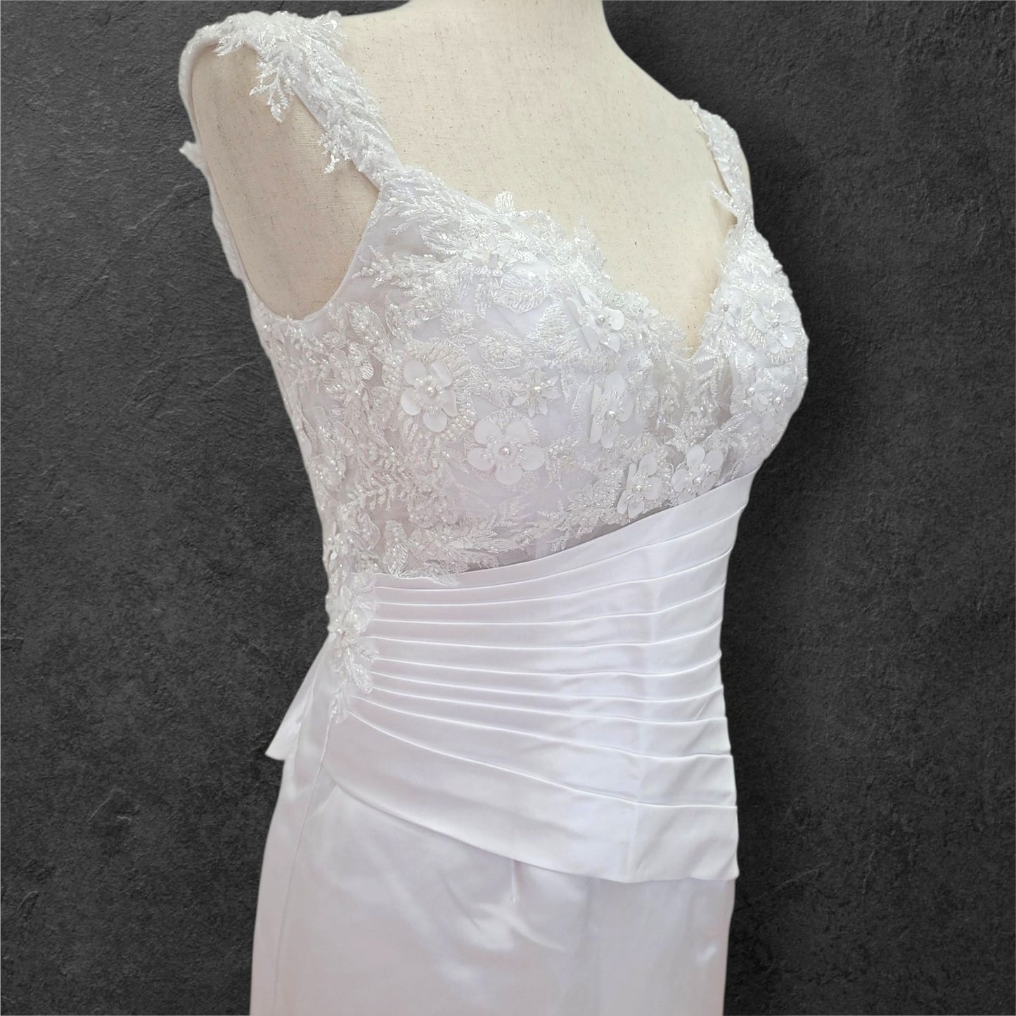 Satin Wedding Dress with Detailed Bust and Detachable Skirt