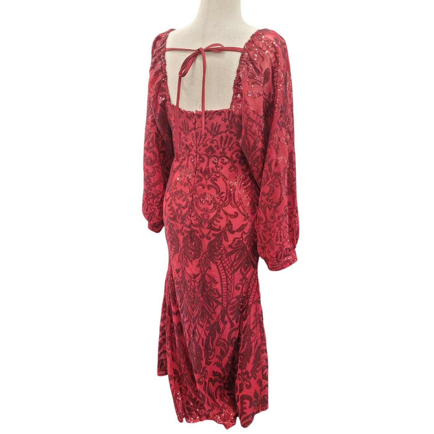Long Sleeved Patterned Sequin Gown