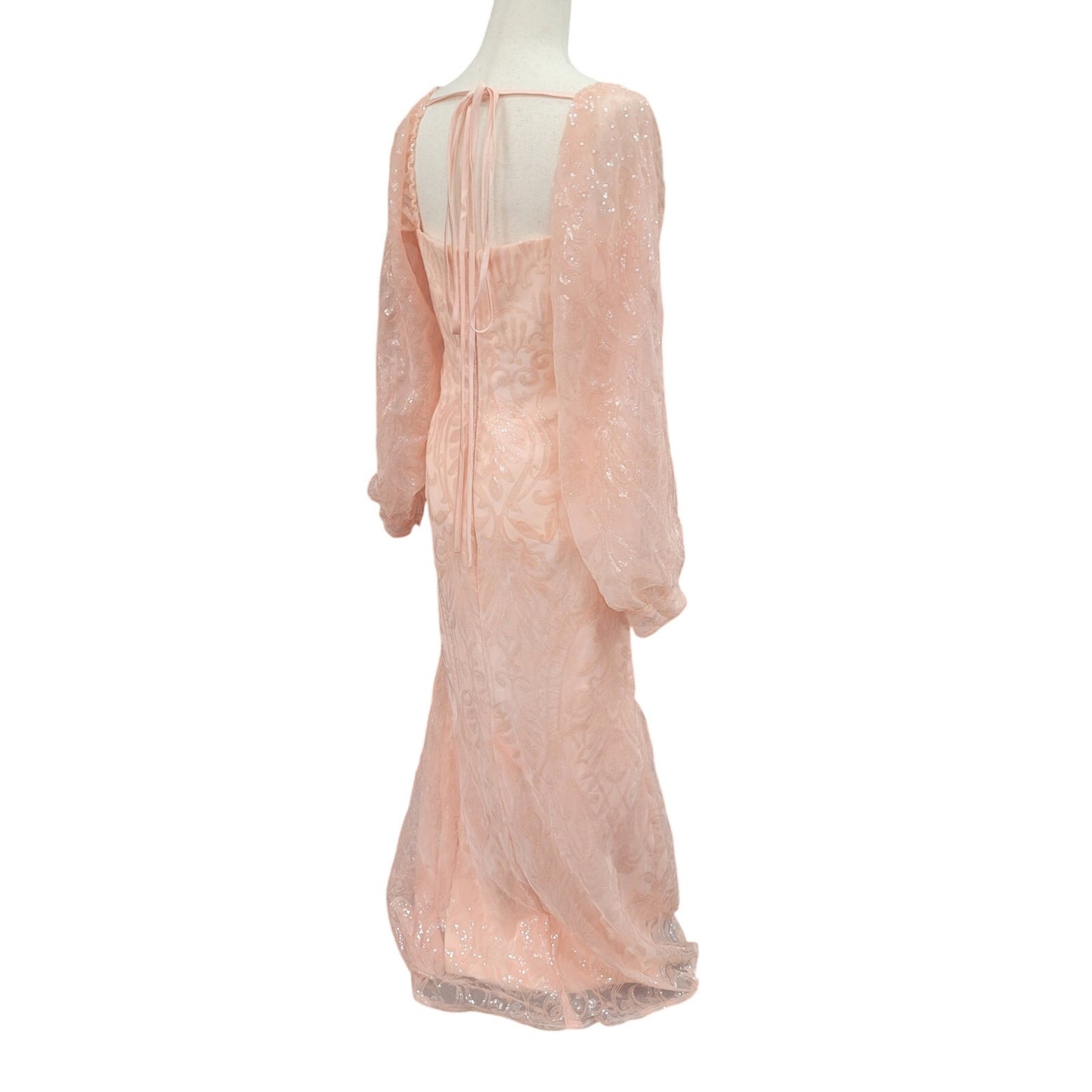 Long Sleeved Patterned Sequin Gown