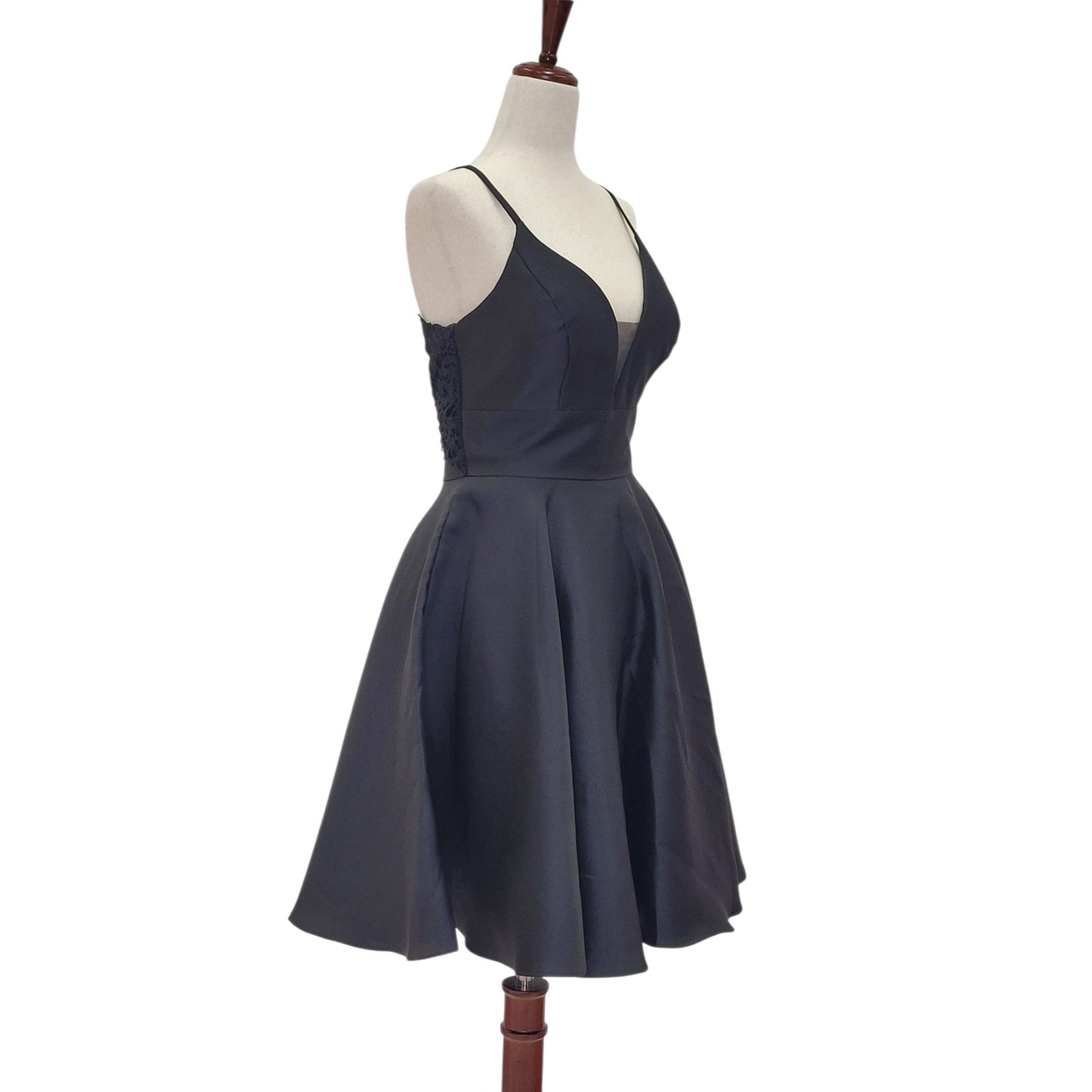 Black Cocktail Dress with Lace Back and Cutout