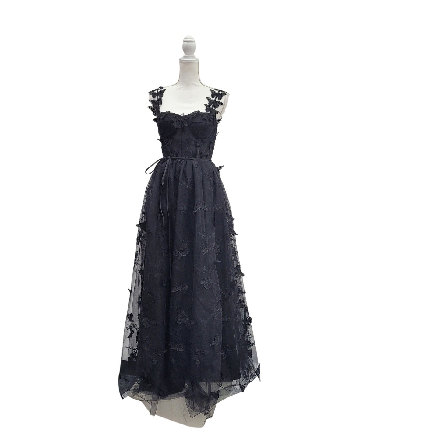 Women's Black Butterfly Dress with Corset Back