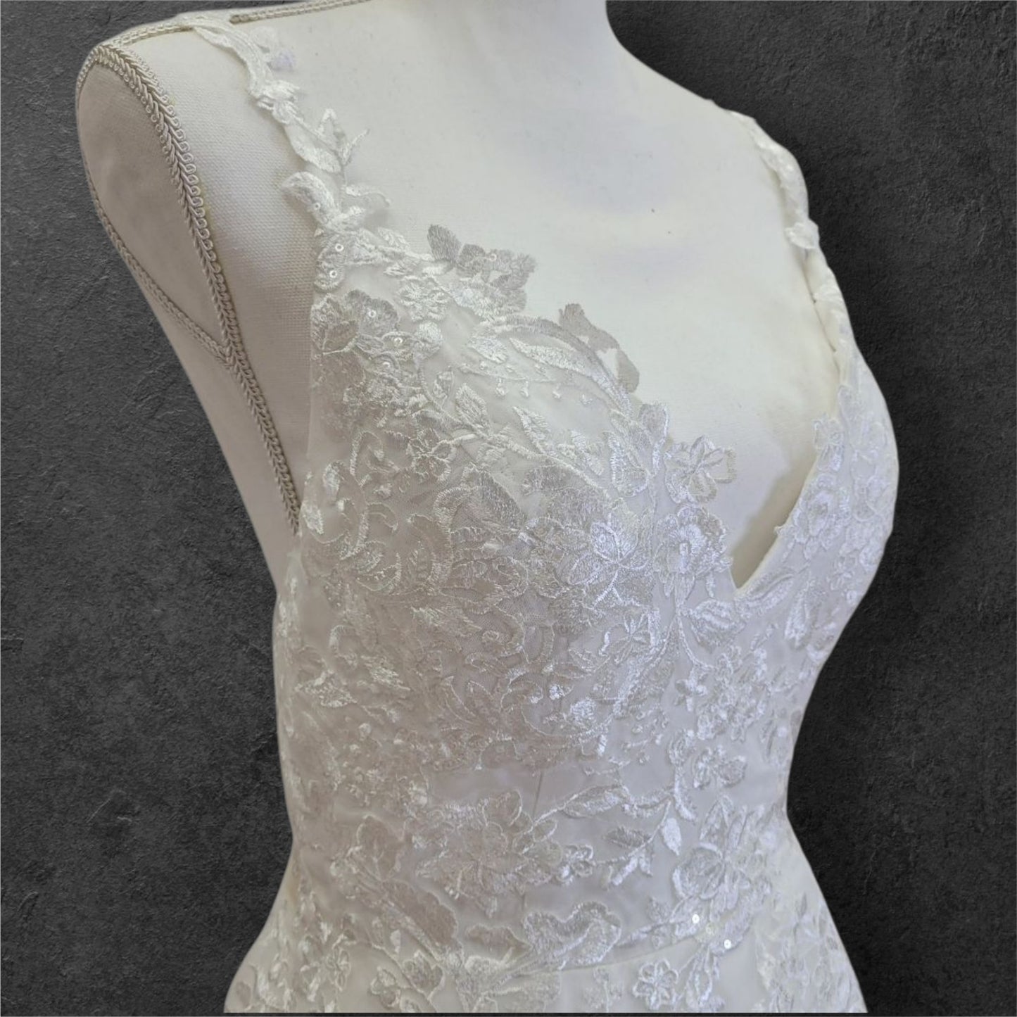 A Line Wedding Dress with Train and Long Straps with Low Back