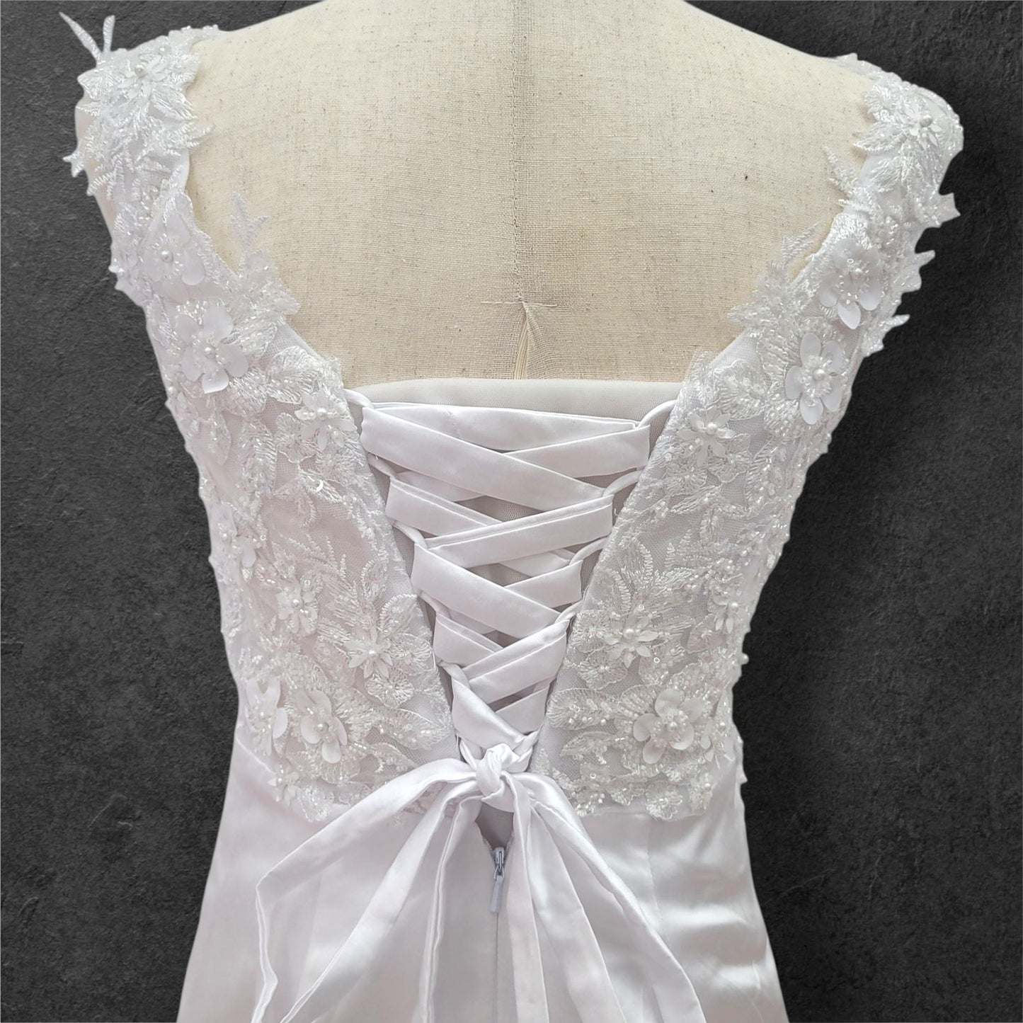 Satin Wedding Dress with Detailed Bust and Detachable Skirt