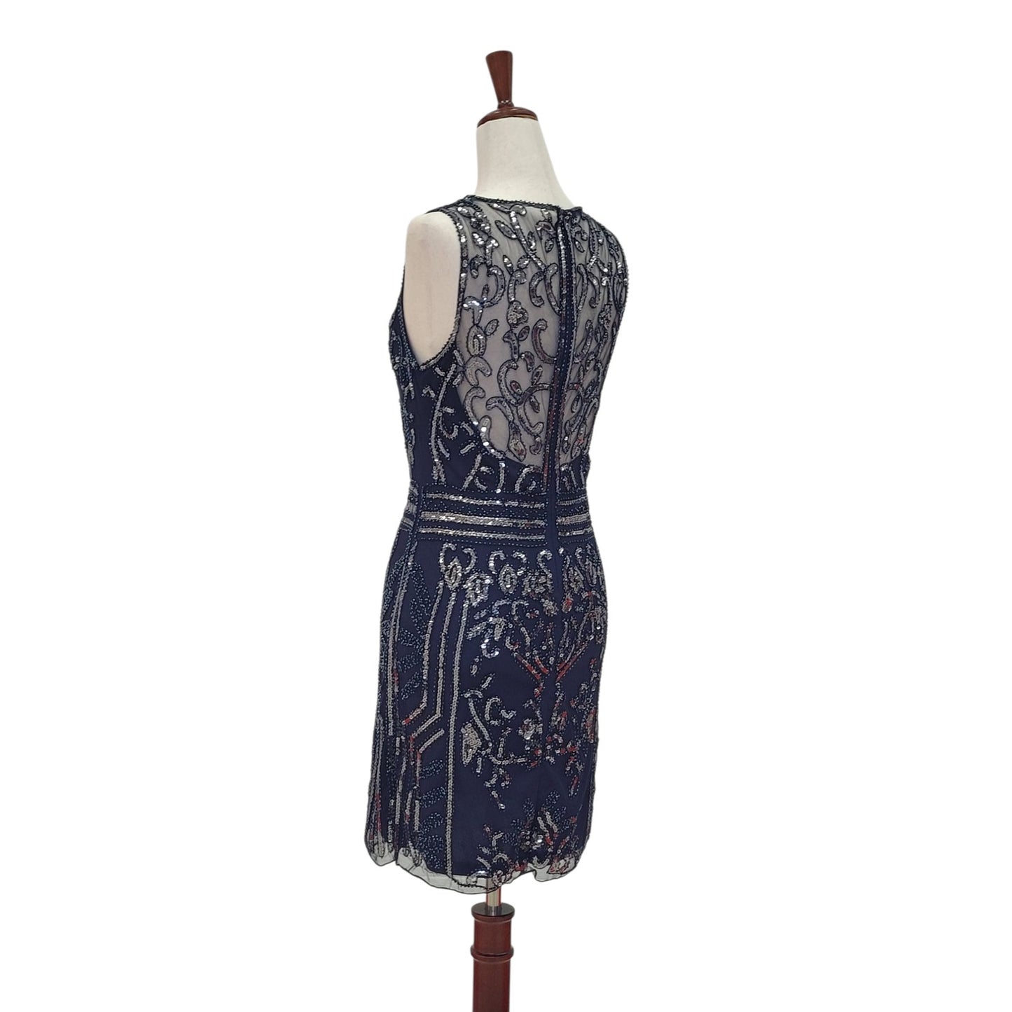 Navy Blue and Silver Sequin Cocktail Short Dress