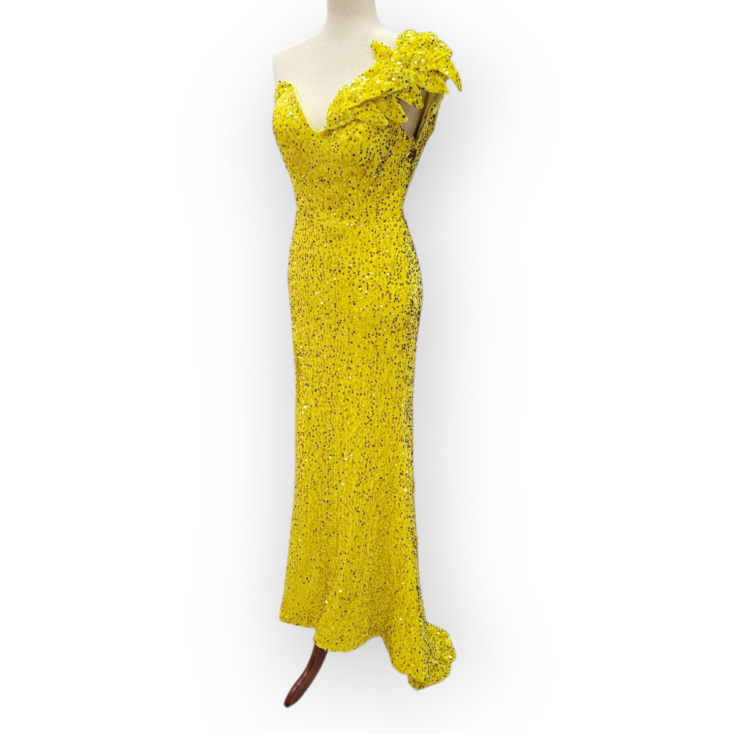 Elegant and Fun Sequin Evening Gown with Decorative Shoulder Strap